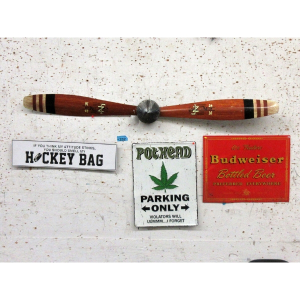 3 Wall Signs & One 46" Metal Wall Propeller 