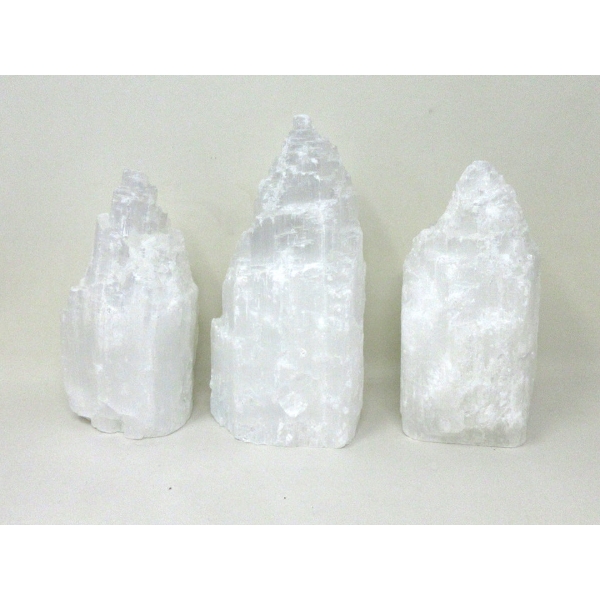 3 Selenite Crystal Healing Towers - Tallest 6"