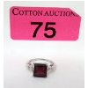 Image 1 : 3 CT Garnet & Diamond Sterling Silver Cocktail Ring