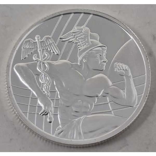 1 Oz .999 Silver Roman God Mercury Round