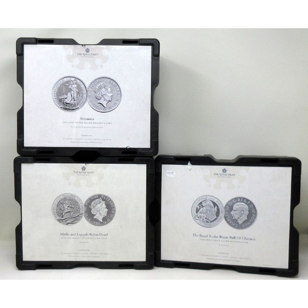 3 Black "Royal Mint" Bullion Boxes