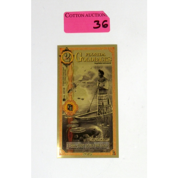 1/500 Oz .9999 Fine Gold Florida Goldback 
