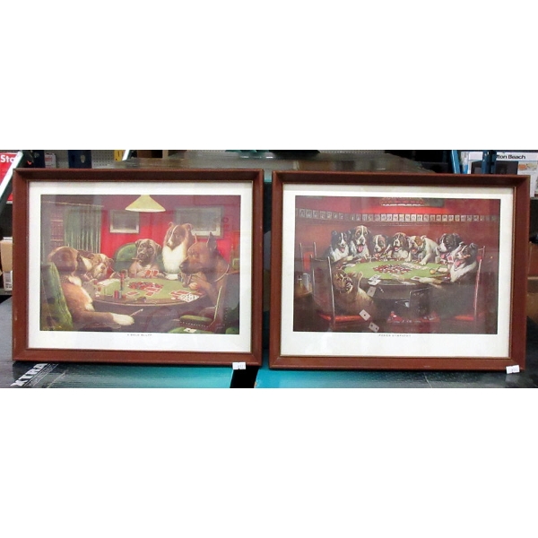 2 Framed Prints of "Dogs Playing Poker" 