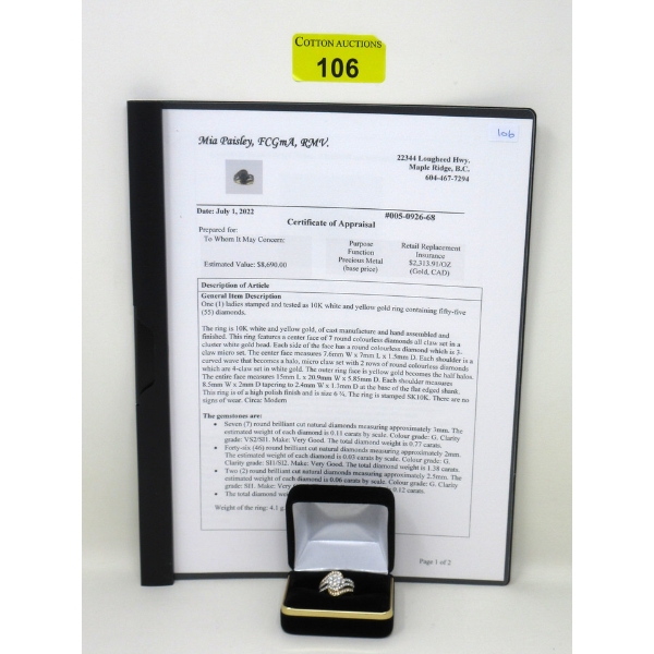 White & Yellow 10 K Gold Diamond Ring - 2.27 CTW