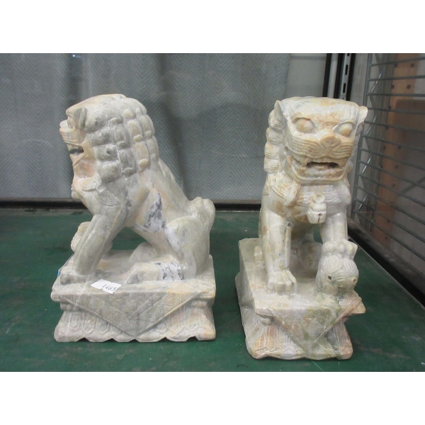 Pair of Carved Stone Foo Dog Bookends