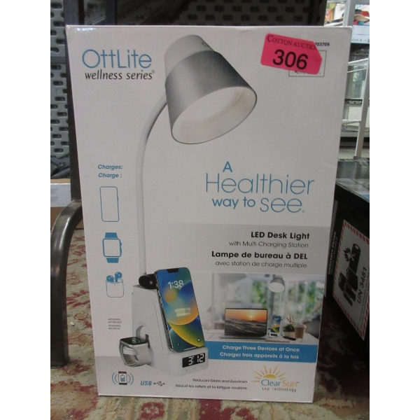 OttLite White LED Desk Lamp/Wireless Charging Base