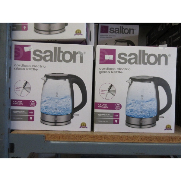 2 Salton 1.7 L Glass Cordless Electric Kettles