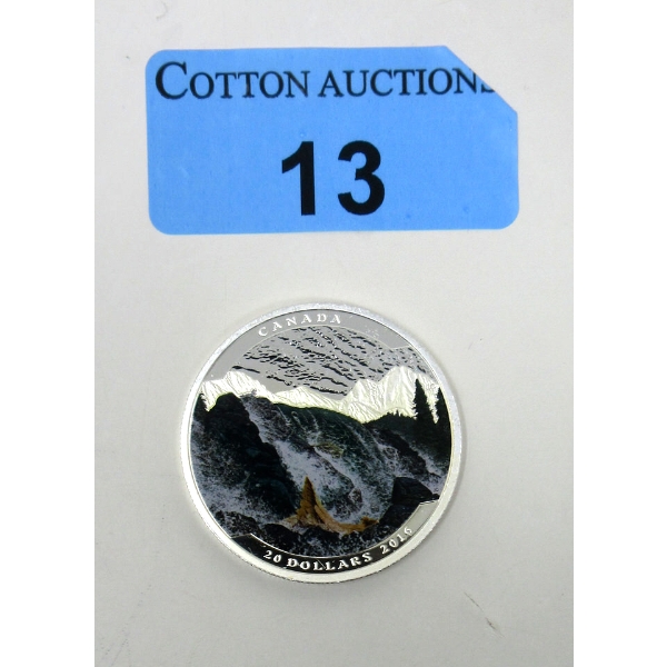 1 Oz .9999 Silver 2016 Canadian Landscape Illusion: Salmon Coin 