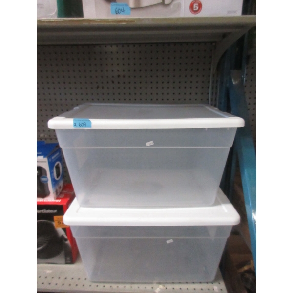 2 Clear Storage Totes with Lids - Preowned