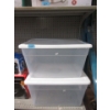 Image 1 : 2 Clear Storage Totes with Lids - Preowned