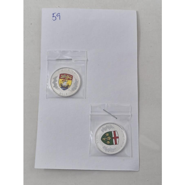 2 x .9999 Silver Canadian Heraldic Emblems of Canada Coins