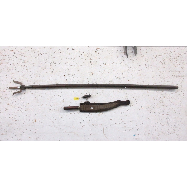 Wood Handled Knife & 5' Spear with Carved Decoration