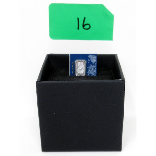 1 Gram .9995 Fine Platinum PAMP Suisse Certified Bar 