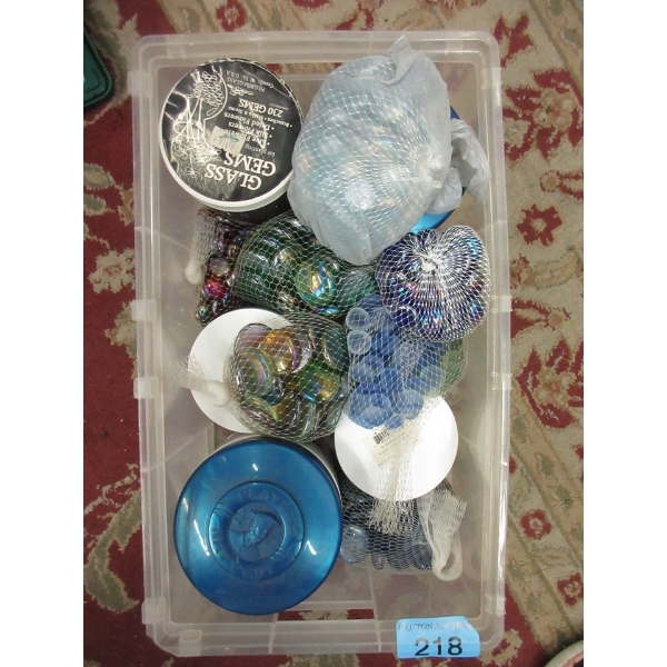 Small Tote of Assorted New Glass Gems & Pebbles