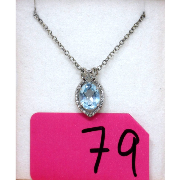 2.5 CT Blue Topaz & Diamond Pendant