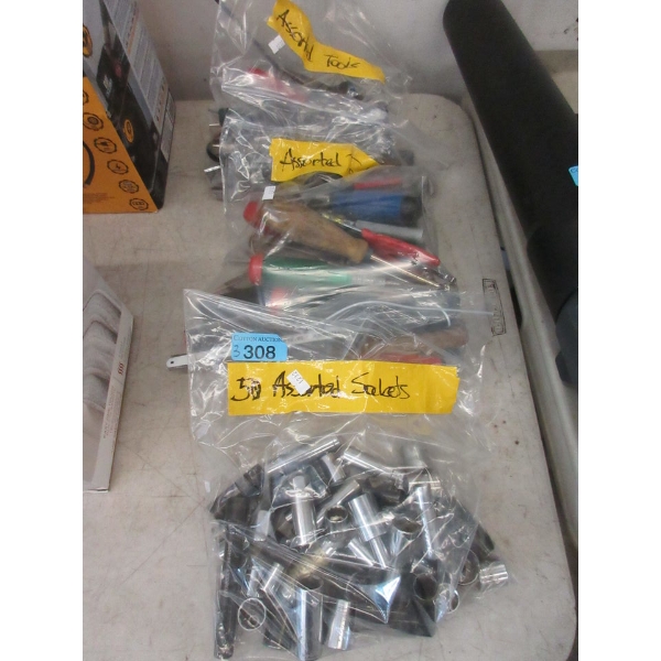 3 Bags of Assorted Hand Tools & Sockets - Preowned
