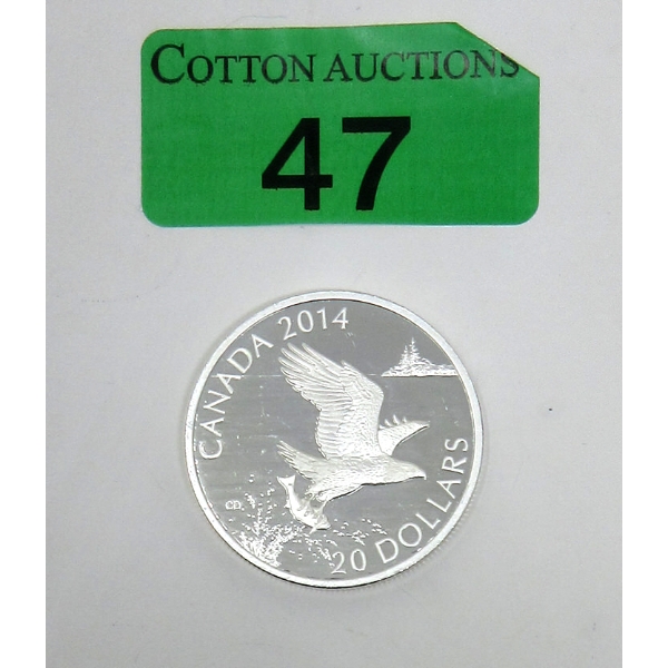 1 Oz .9999 Silver 2014 Bald Eagle With Fish Coin 