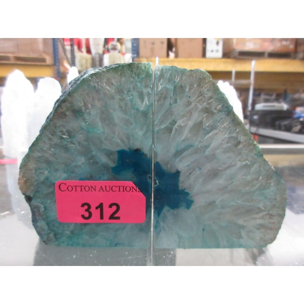 Blue Brazilian Crystal Agate Bookend Set