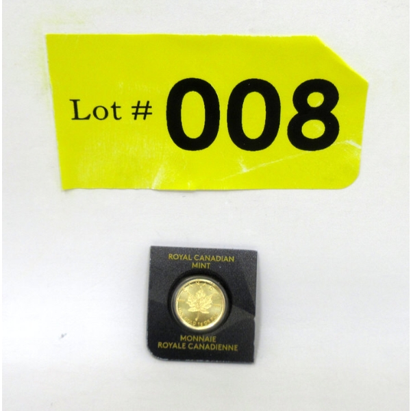 1 Gram .9999 Fine Gold 2015 Maple Leaf Coin 