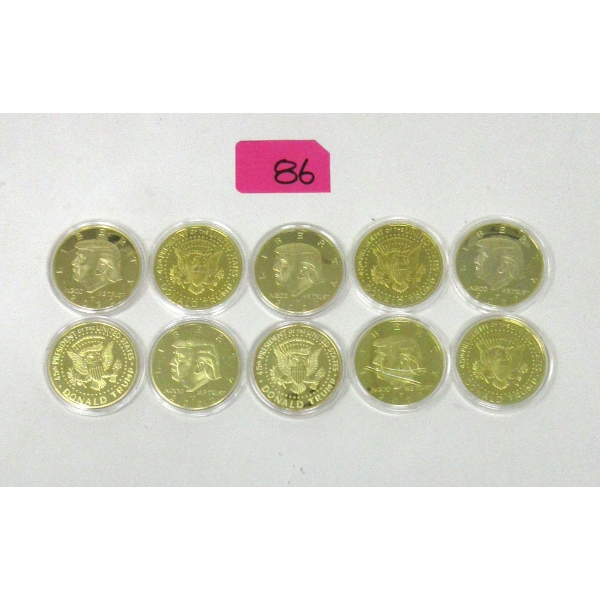 10 x 2022 45th President Donald Trump Gold Clad Rounds 