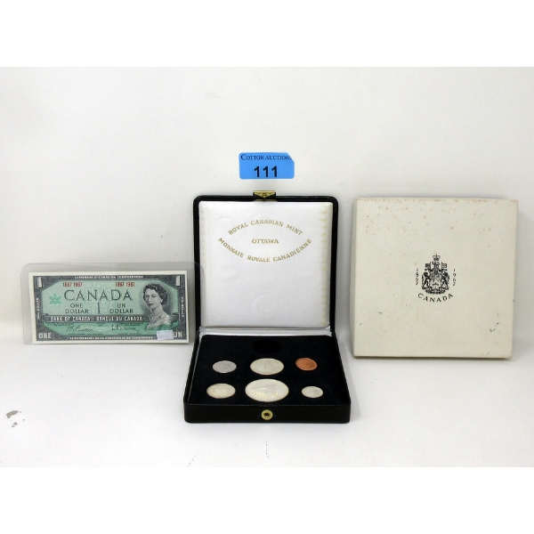 1967 Canada Centennial 6 Coin Set & $1 Banknote