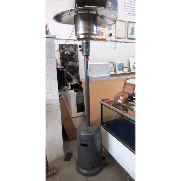 Grey Metal 7' Tall Gas Patio Heater