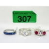 Image 1 : Three .925 Sterling Silver Crystal Gemstone Rings 