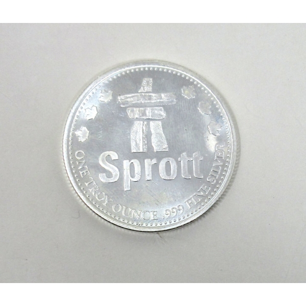1 Oz .999 Silver SPROTT Round 