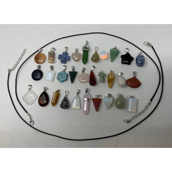 30 Assorted Gemstone Healing Pendants 