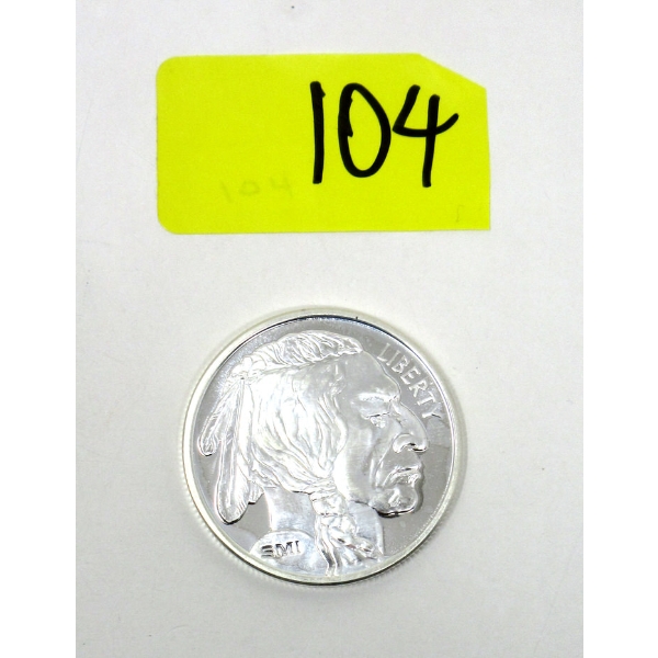 1 Oz .999 Silver Indigenous/Buffalo Round 