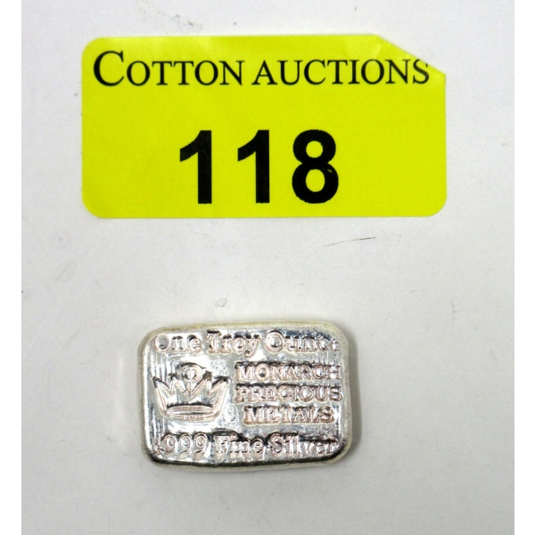 1 Troy Oz. Hand Poured .999 Silver Bullion Bar