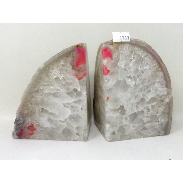 Polished Brazilian Crystal Agate Bookend Set