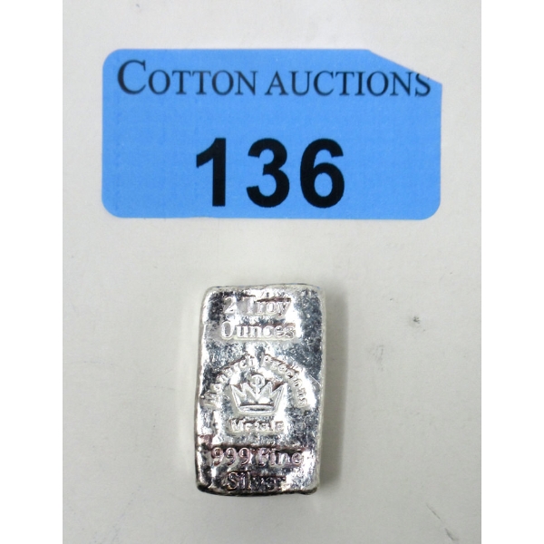2 Troy Oz. Monarch Mint .999 Silver Bullion Bar