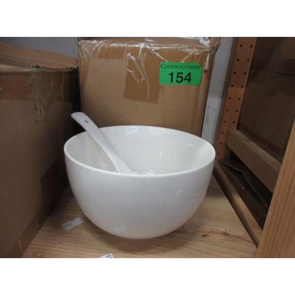 Set of 4 New Dowan Ceramic Wonton Bowls with Spoons