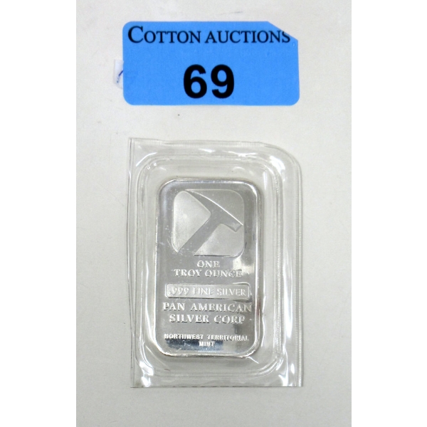 1 Oz .999 Silver Pan American Bar 