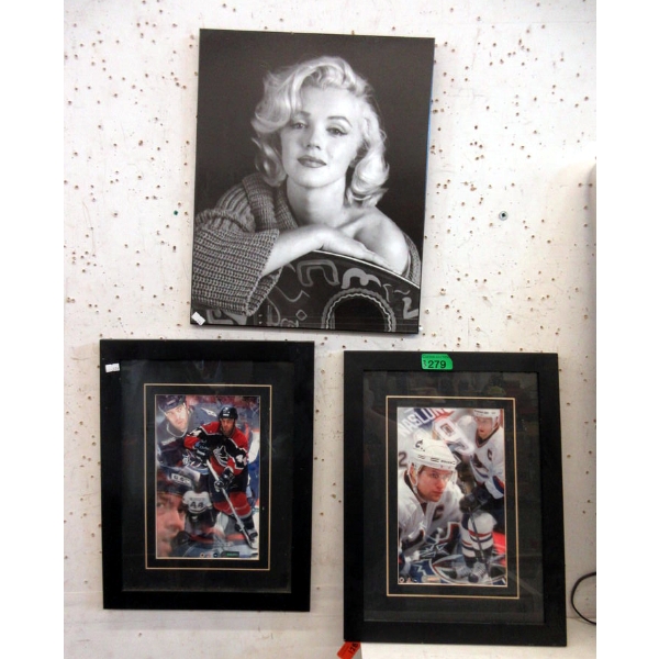 2 Licensed Hockey Photos & 1 Marilyn Print
