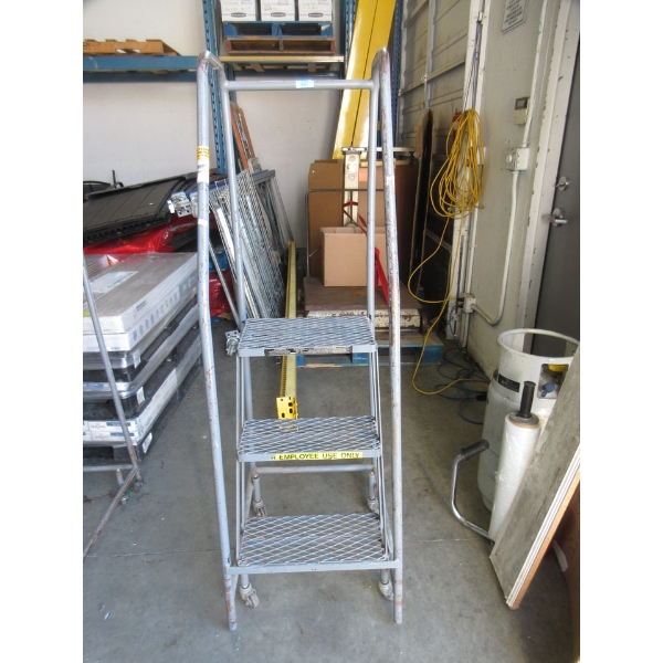 3 Step Rolling Warehouse Safety Ladder