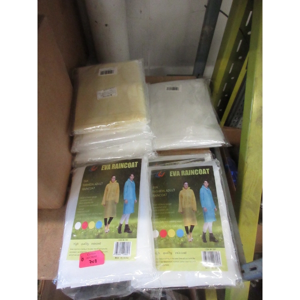 6 New White Opaque Plastic Adult Rain Coats