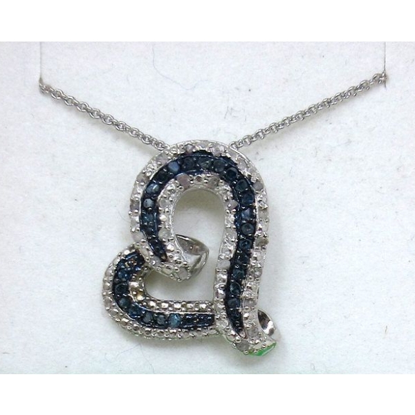 New Blue and White Diamond Heart Necklace