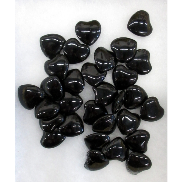 30 New Highly Polished Black Onyx Hearts