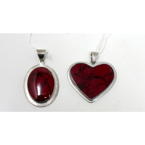 2 Large .925 Silver & Agate Pendants