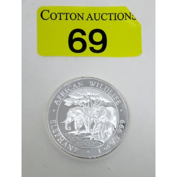 1 Oz .999 Silver 2013 African Wildlife Elephant Coin 