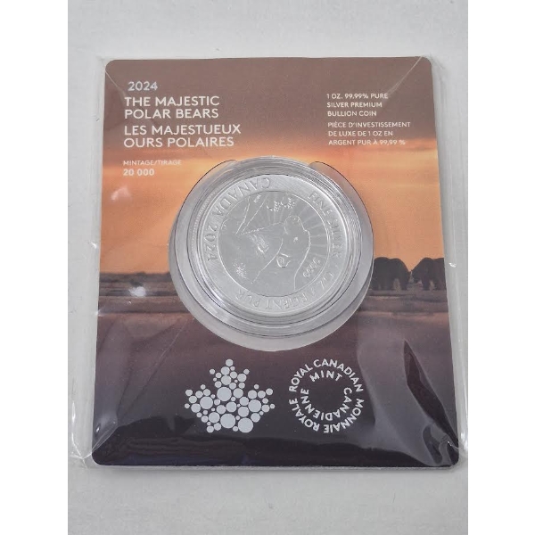 1 Oz .9999 Silver The Majestic Polar Bears Coin 