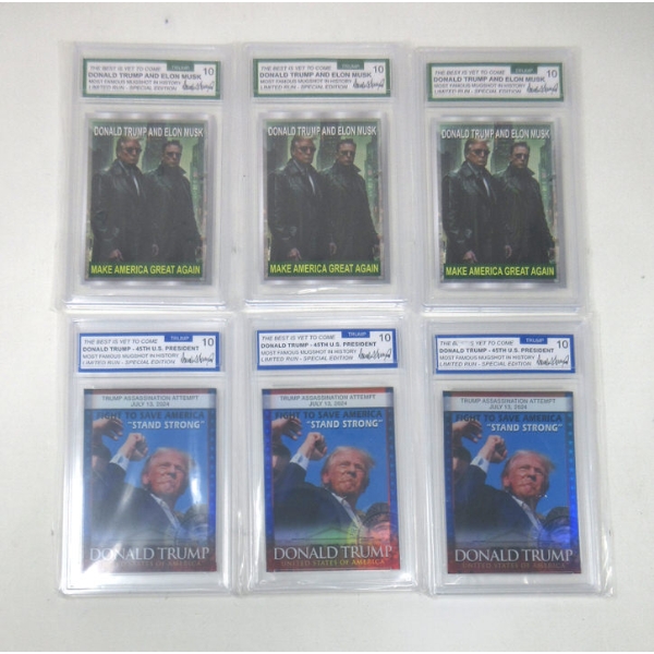 3 Donald Trump & 3 Trump & Elon Musk Trading Cards