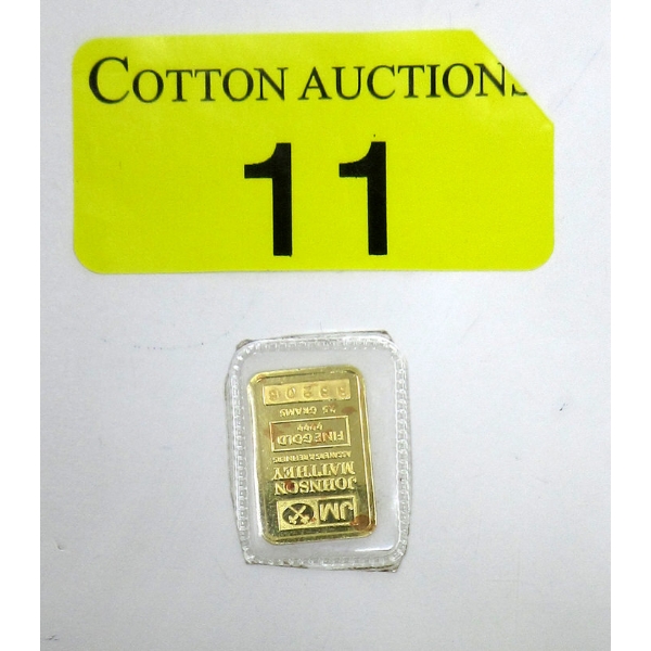 2.5 Gram .9999 Fine Gold Johnson Matthey Bar 