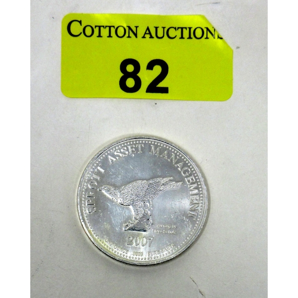 1 Oz .9999 Silver 2007 Sprott Round 