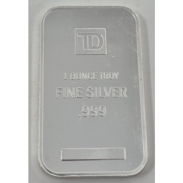 1 Oz .999 Silver TD Bank Investor Bar
