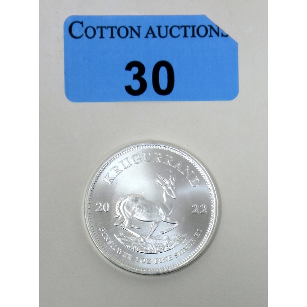1 Oz .999 Silver 2022 Krugerrand Coin 