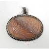 Image 1 : Large .925 Silver Carved Agate Pendant by Barse