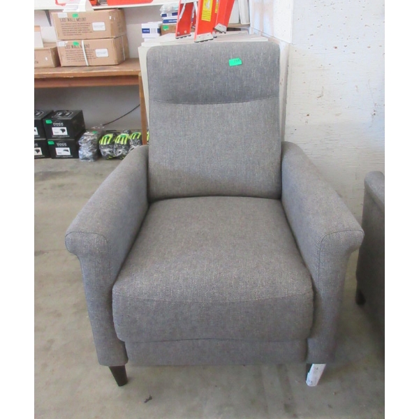 Grey Fabric Upholstered Push Back Recliner